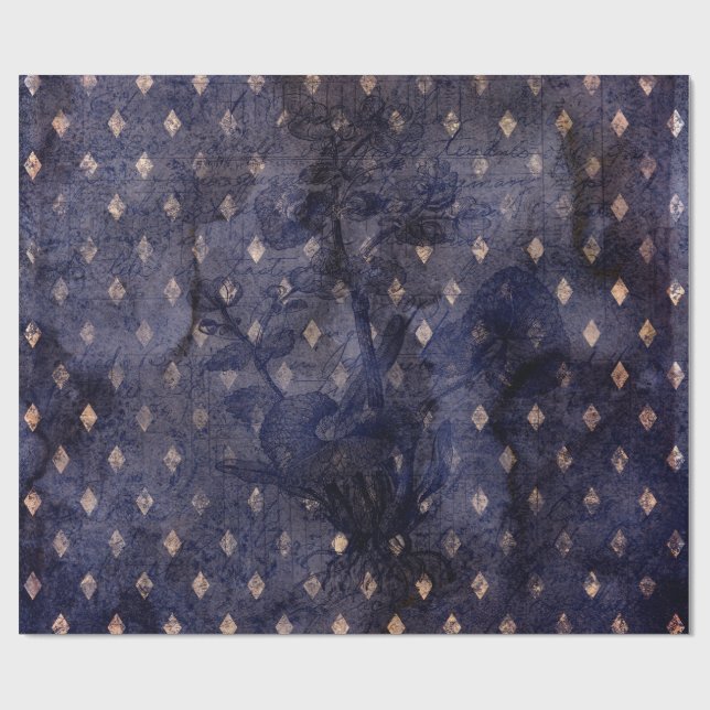 Gothic Grunge Indigo  Geschenkpapier (Flach)