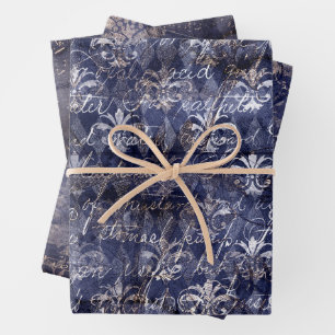 Gothic Grunge Indigo  Geschenkpapier Set