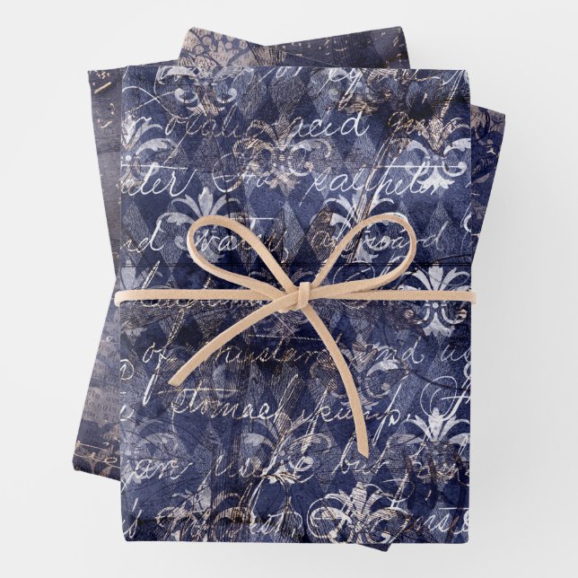 Gothic Grunge Indigo  Geschenkpapier Set (Beispiel)