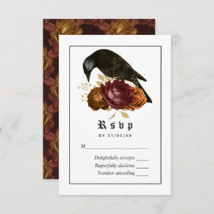 Gothic Grunge Raven Wedding RSVP Karte