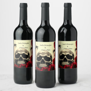 Gothic Gruseliger Totenkopf Schwarze Rote Rosen Ha Weinetikett