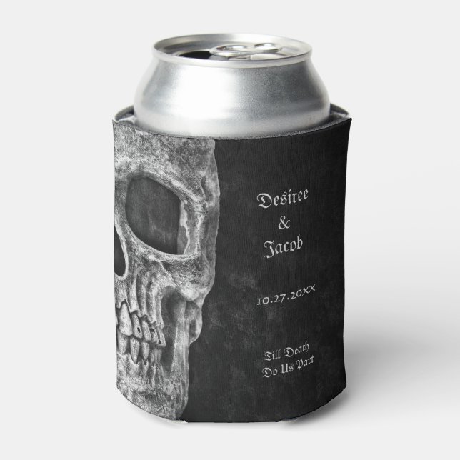 Gothic Half Skull Cool Schwarz-Weiß-Grunge Dosenkühler (Kanne Vorderseite)