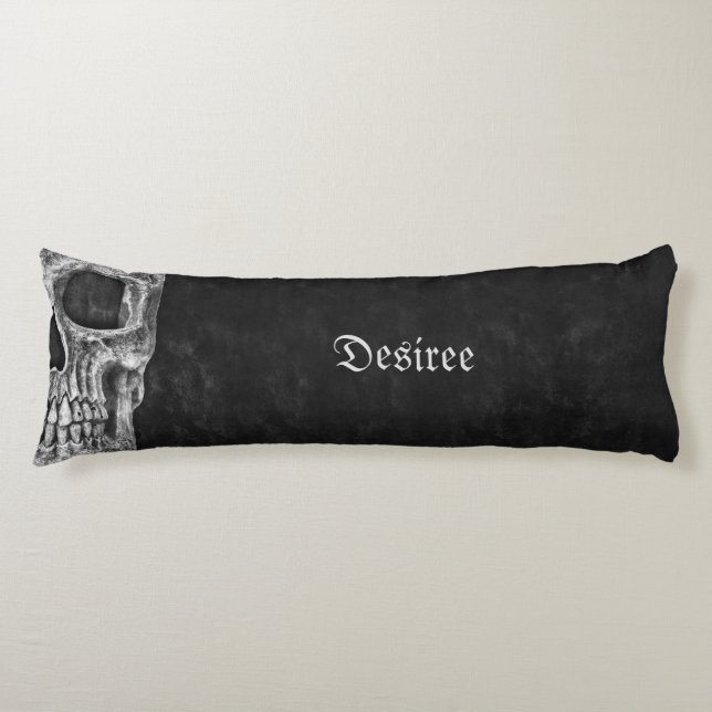 Gothic Half Skull Cool Schwarz-Weiß-Grunge Seitenschläferkissen (Vorderseite)