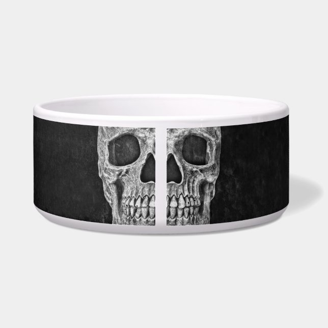 Gothic Half Skull Kopf Cool Schwarz-Weiß-Grunge Napf (Rückseite)