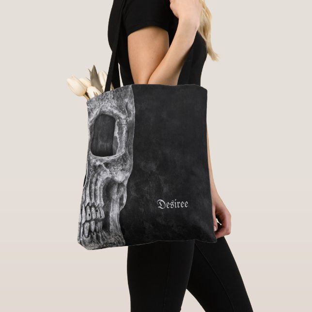 Gothic Half Skull Kopf Schwarz-Weiß Cool Grunge Tasche (Von Nahem)