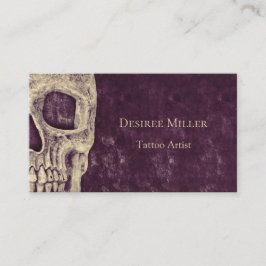 Gothic Half Skull Lila Beige Tattoo Artist Visitenkarte