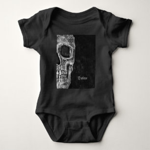 Gothic Half Skull Schwarz und Weiß Cool Grunge Baby Strampler