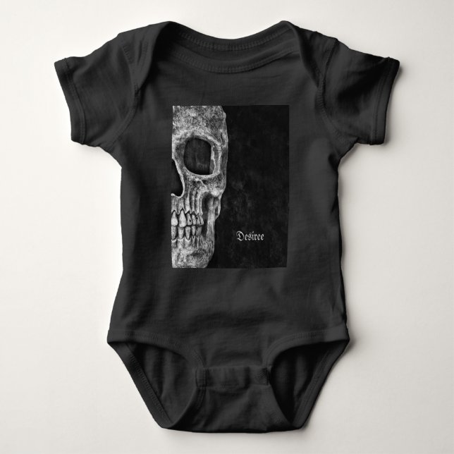 Gothic Half Skull Schwarz und Weiß Cool Grunge Baby Strampler (Vorderseite)