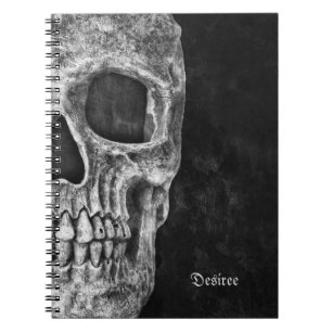 Gothic Half Skull Schwarz und Weiß Cool Grunge Notizblock