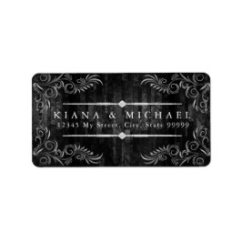 Gothic Hallowedding Scrollwork B&W ID866 Adressaufkleber