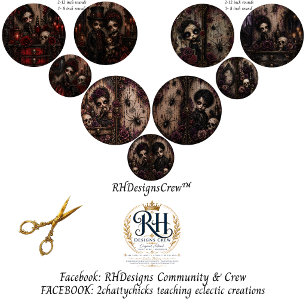 Gothic Halloween 12 & 8" Runde Decoupage Geschenkpapier Set