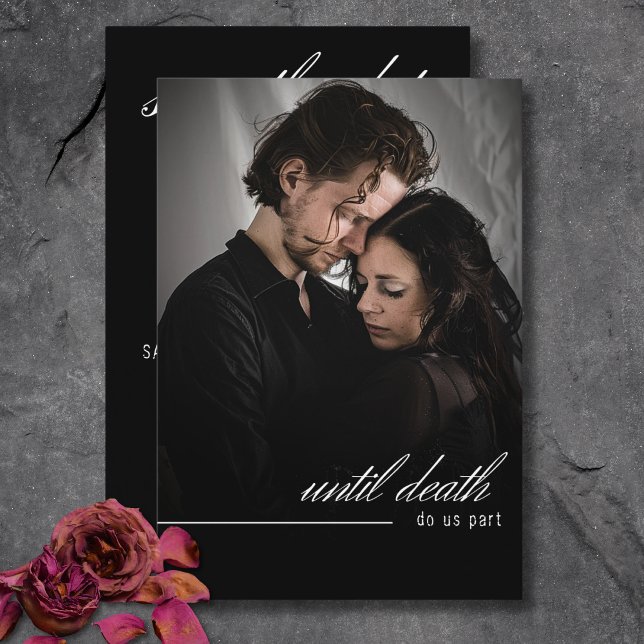 Gothic Halloween Bis zum Tod Foto Hochzeit Save The Date (Gothic Halloween Until Death Photo Wedding Save The Date)