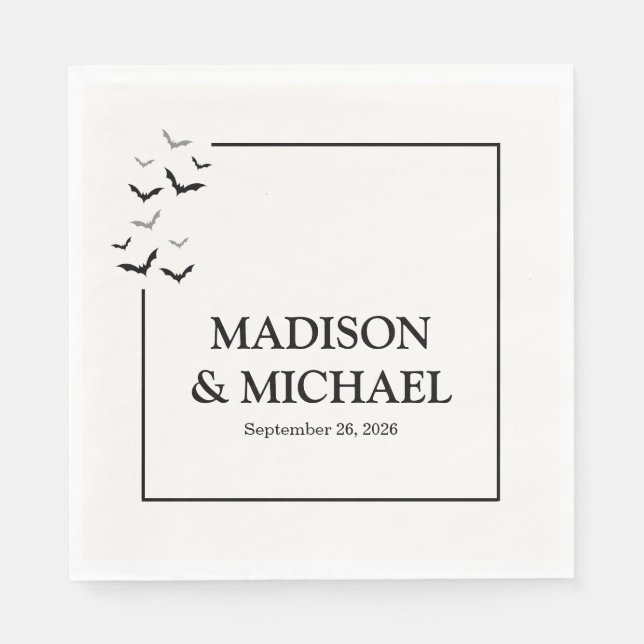 Gothic Halloween Black Bat Wedding Serviette (Vorderseite)