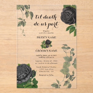 Gothic Halloween Black Rose Clear Wedding Acryleinladungen