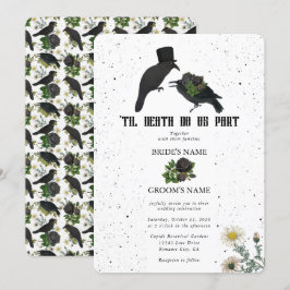 Gothic Halloween Black Rose Crows Wedding Einladung
