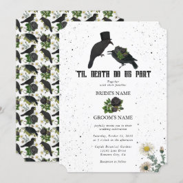 Gothic Halloween Black Rose Crows Wedding Einladung