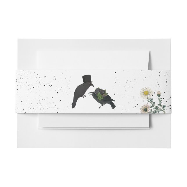 Gothic Halloween Black Rose Crows Wedding Einladungsbanderole (Vorderseite Beispiel)