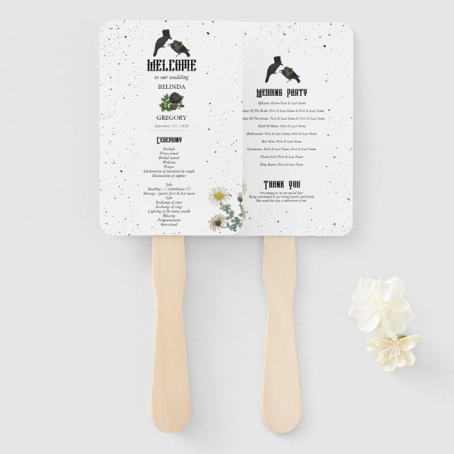 Gothic Halloween Black Rose Crows Wedding Fächer (Vorne und Hinten)