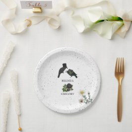 Gothic Halloween Black Rose Crows Wedding Pappteller