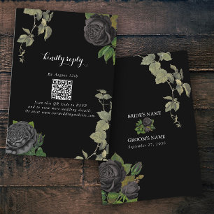 Gothic Halloween Black Rose Hochzeit Begleitkarte