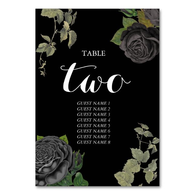 Gothic Halloween Black Rose Hochzeit Tischnummer (Vorderseite)