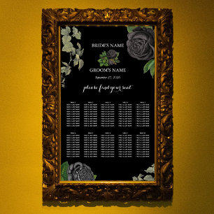 Gothic Halloween Black Rose Hochzeitsdiagramm Poster