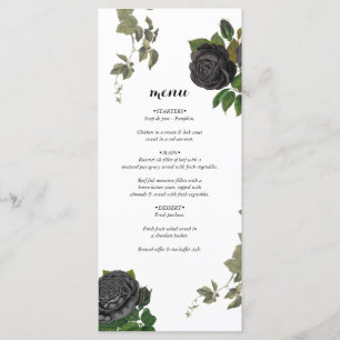 Gothic Halloween Black Rose Wedding White Menükarte