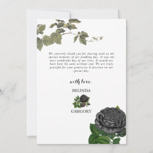 Gothic Halloween Black Rose White Wedding Dankeskarte