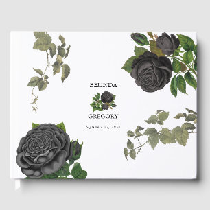 Gothic Halloween Black Rose White Wedding Gästebuch