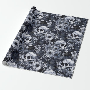 Gothic Halloween Botanisches Skulls-Muster Geschenkpapier