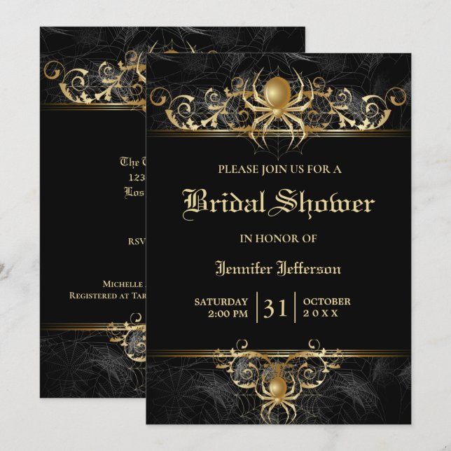 Gothic Halloween Bridal Dusche Einladung (Vorne/Hinten)