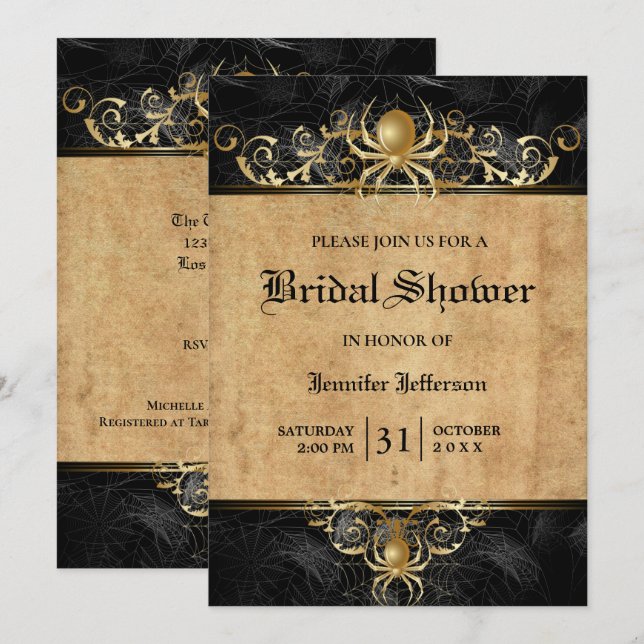 Gothic Halloween Bridal Dusche Einladung (Vorne/Hinten)