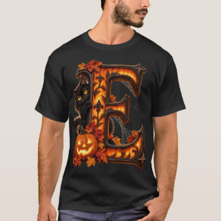 Gothic Halloween Buchstabe E – Gruseliger Kürbis & T-Shirt