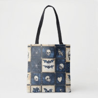 Gothic Halloween Denim Patchwork Pattern