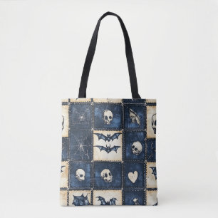 Gothic Halloween Denim Patchwork Pattern Tasche