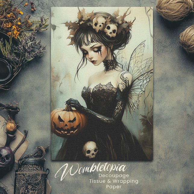 Gothic Halloween Fairy mit Skulls und Pumpkin Seidenpapier (Von Creator hochgeladen)