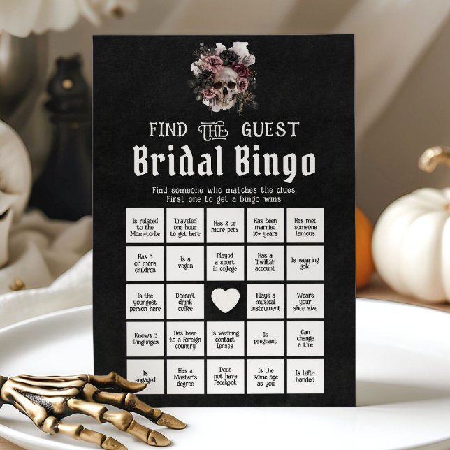 Gothic Halloween Finde das Game Bridal Bingo Einladung (Gothic Halloween Find the Guest Bridal Bingo Game)