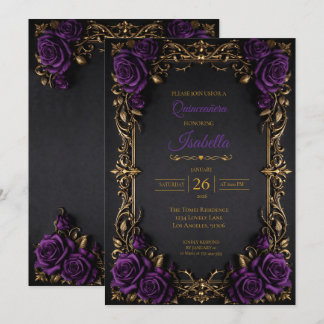 Gothic Halloween Floral Quinceanera Einladung