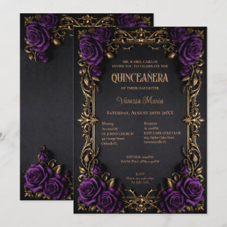Gothic Halloween Floral Quinceanera Einladung
