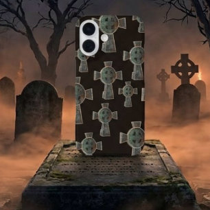 Gothic-Halloween-Friedhof-Grabstein-Kreuz-Zeichnun iPhone 16 Hülle