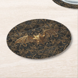 Gothic Halloween Getränkuntersetzer mit goldenem F Runder Pappuntersetzer
