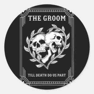 Gothic Halloween Groom Bride Wedding Bachelorette Runder Aufkleber