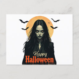 Gothic Halloween Hexe Einladungspostkarte