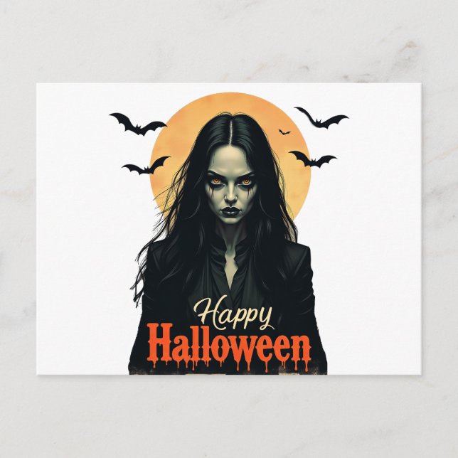 Gothic Halloween Hexe Einladungspostkarte (Vorderseite)