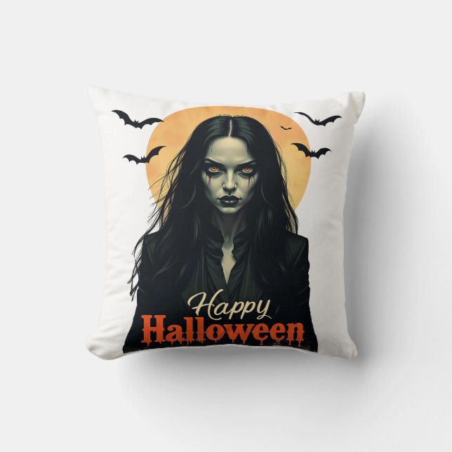 Gothic Halloween Hexe Kissen (Vorderseite)
