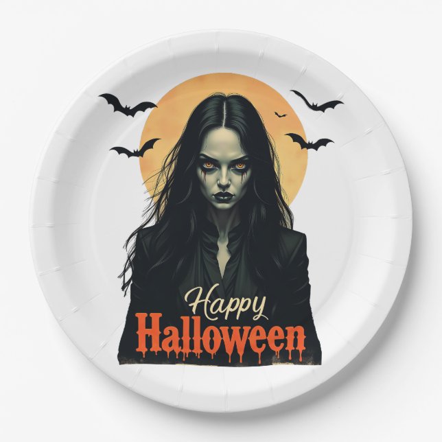 Gothic Halloween Hexe Pappteller (Vorderseite)