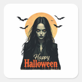 Gothic Halloween Hexe Quadratischer Aufkleber