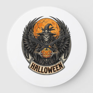 Gothic Halloween Hexe Vintage Große Wanduhr