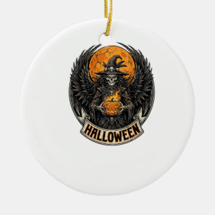 Gothic Halloween Hexe Vintage Keramik Ornament