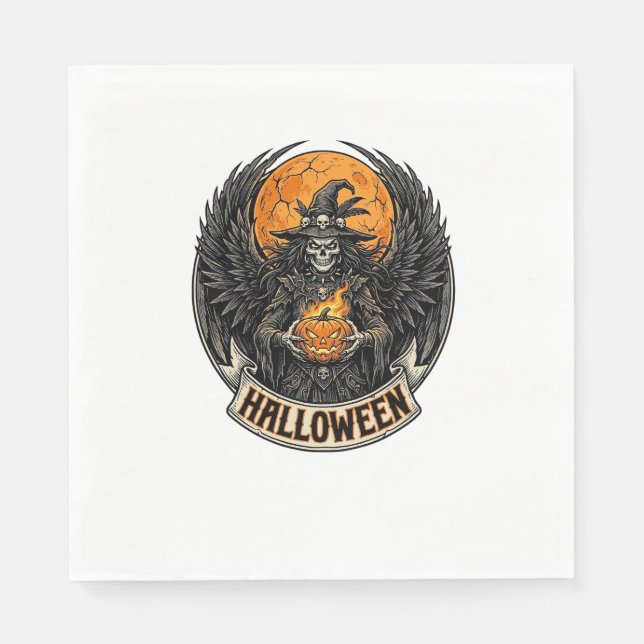 Gothic Halloween Hexe Vintage Serviette (Vorderseite)